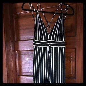 NWOT Privó striped romper black and white